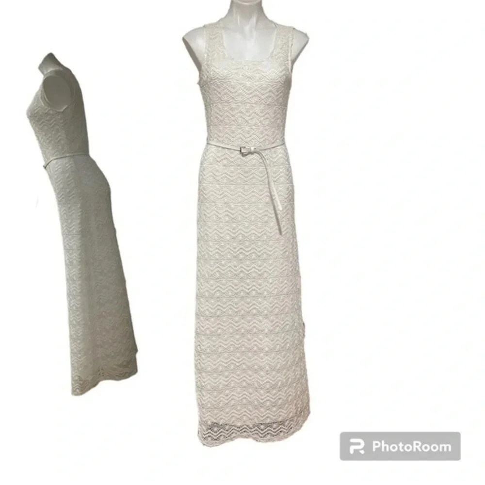 Sharagano Crochet lace maxi dress